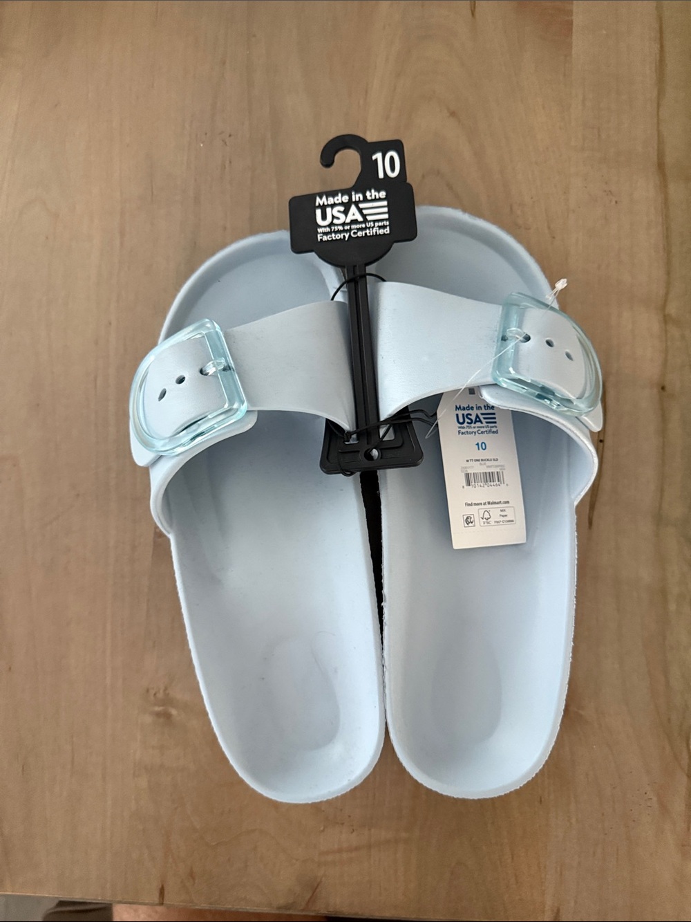 Time and Tru Light Blue Slide Sandals with Translucent Buckles - Picture 3 of 4